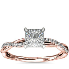 Petite Twist Diamond Engagement Ring in 14k Rose Gold (1/10 ct. tw.)